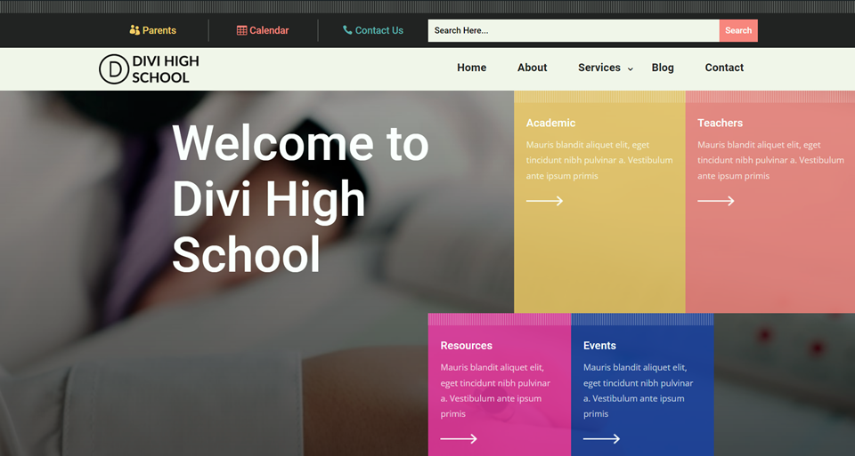 Divi Responsive โลโก้ เมนูความกว้างเต็ม การออกแบบขั้นสุดท้าย