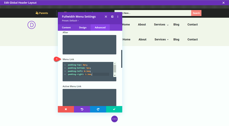 Divi Responsive โลโก้ เมนูความกว้าง กำหนดเอง CSS