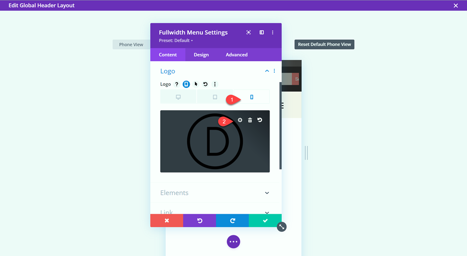 Divi Responsive Logo เต็มความกว้าง เมนู อัพโหลด Responsive Logo