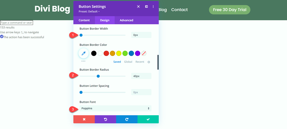 Divi Fullwidth เทียบกับ Regular Menu Module Regular Menu Button Border Font