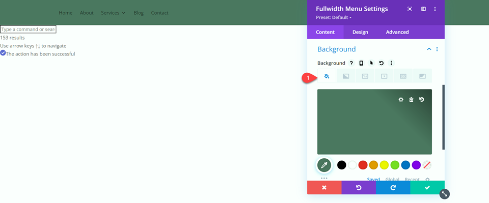 Divi Fullwidth เทียบกับโมดูลเมนูปกติเพิ่มพื้นหลัง