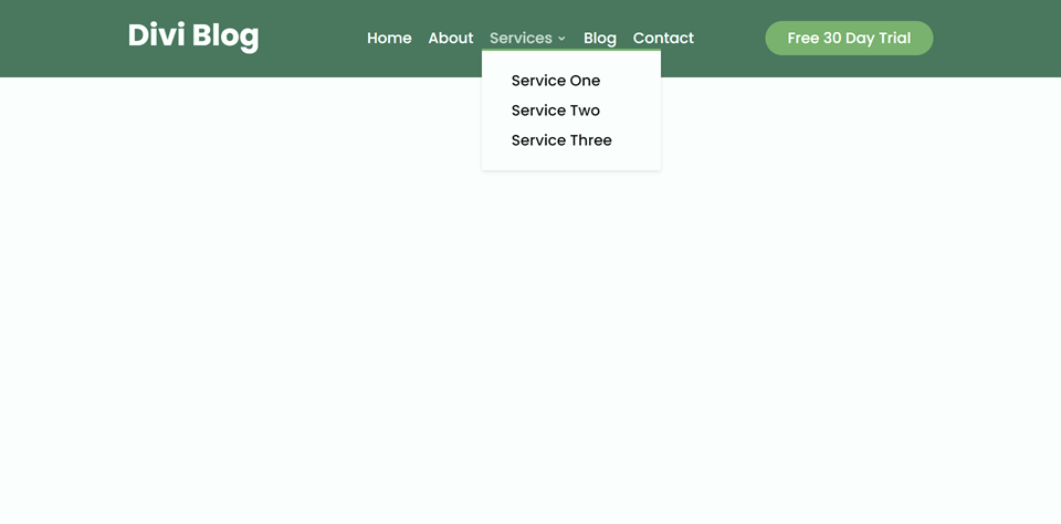 Divi Fullwidth เทียบกับ Regular Menu Module Regular Menu Desktop