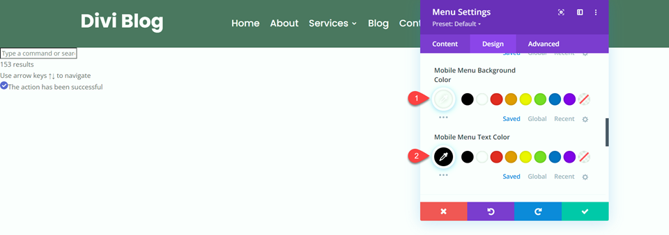 Divi Fullwidth เทียบกับโมดูลเมนูปกติ Regular Menu การตั้งค่ามือถือ