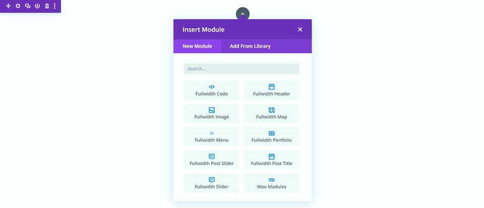 Divi Fullwidth เทียบกับโมดูลเมนูปกติ แทรก Fullwidth Module