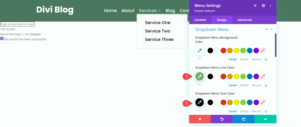 Divi Fullwidth vs Regular Menu Module การตั้งค่าเมนูแบบเลื่อนลงปกติ