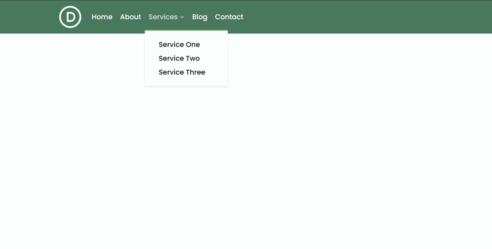 Divi Fullwidth เทียบกับ Regular Menu Module Fullwidth Desktop