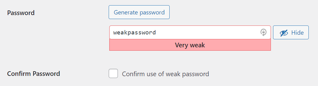 การใช้รหัสผ่านที่ไม่รัดกุมใน WordPress