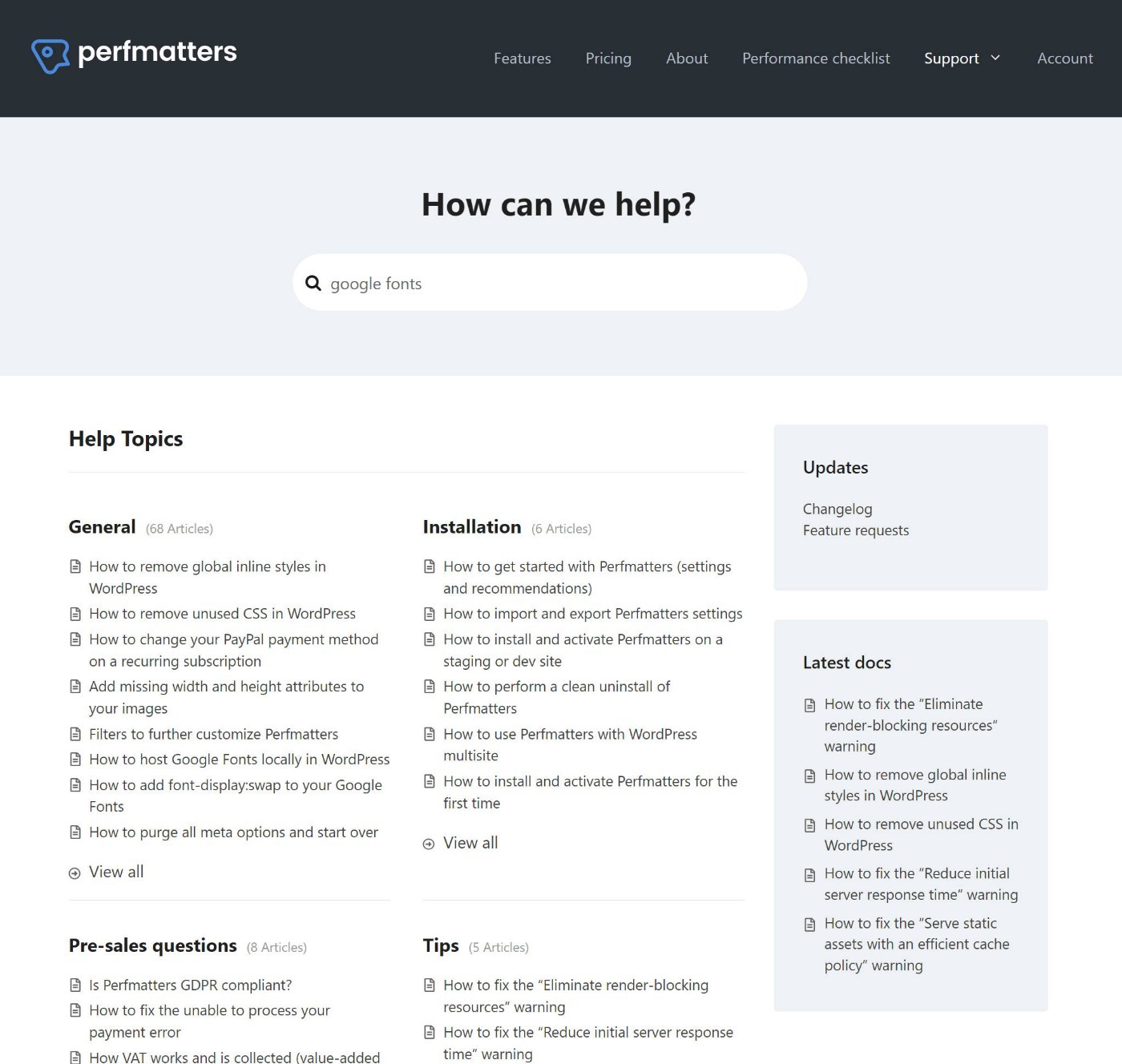 Perfmatters utilizando Heroic Knowledge Base