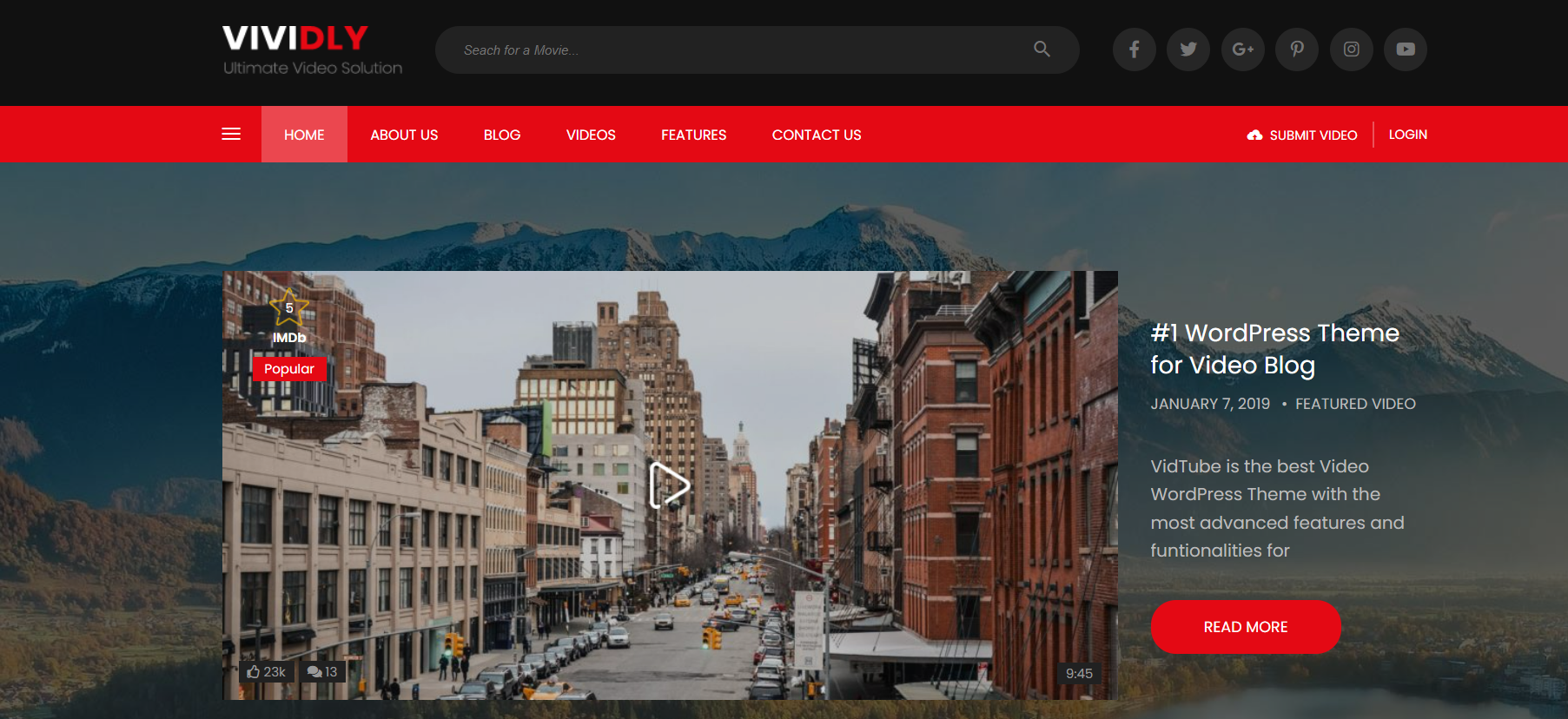 Żywy wideo blog podróżniczy motyw wordpress