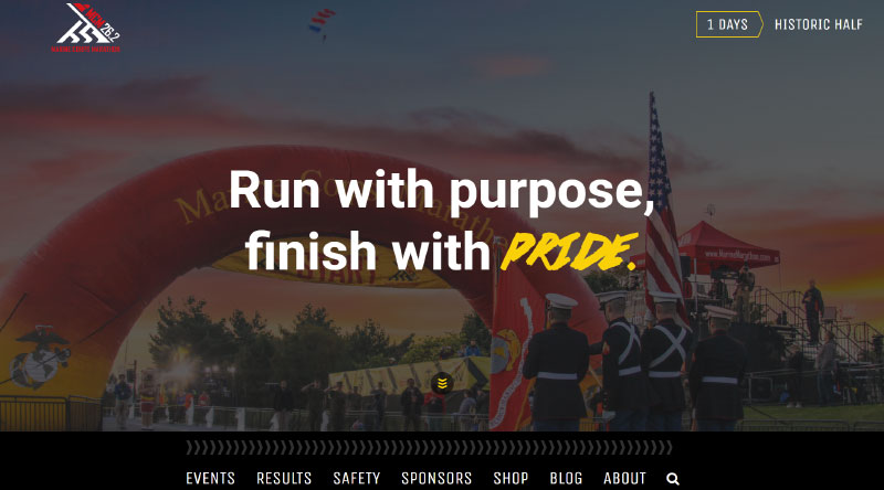 15 ตัวอย่างแรงบันดาลใจในการออกแบบเว็บไซต์กีฬาที่ดีที่สุด 14 Marine Corps Marathon