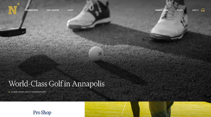 15 ตัวอย่างแรงบันดาลใจในการออกแบบเว็บไซต์กีฬาที่ดีที่สุด 7 Naval Academy Golf Course