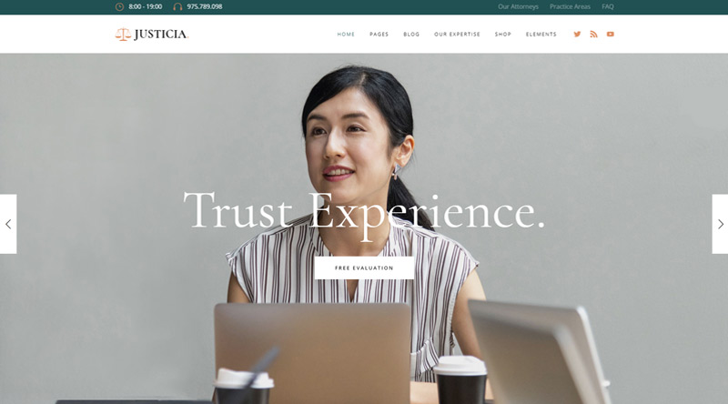 獲得靈感的 10 個頂級企業網站示例 13 Justicia Corporate WordPress Theme