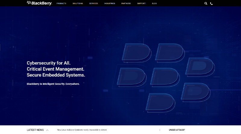 獲得靈感的 10 個頂級企業網站示例 4 Blackberry