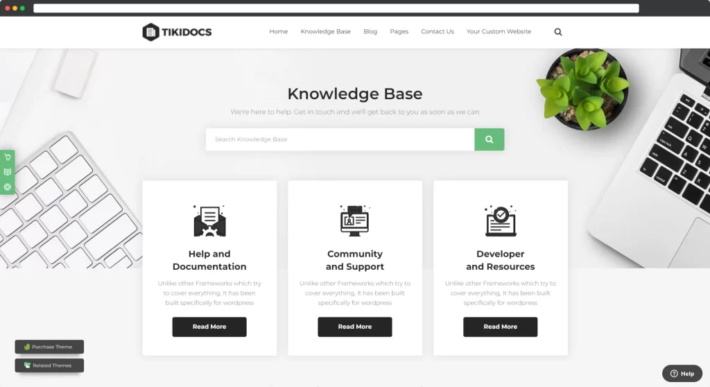 Tikidocs - Base di conoscenza e forum di supporto Tema WordPress