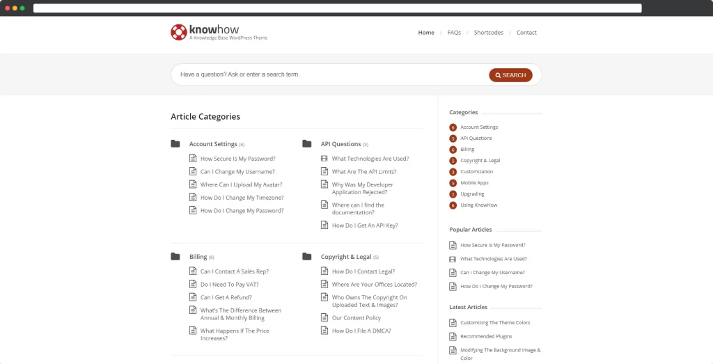 KnowHow - Un tema WordPress di base di conoscenza