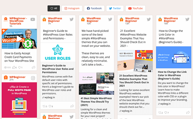 Social-Wall-Demo - SeedProd social wall example