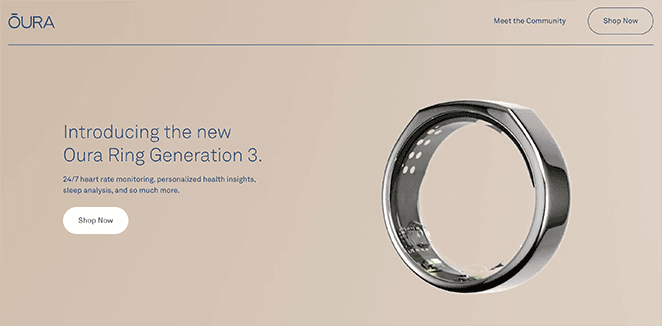 oura-Produkt-Landing-Page-Beispiel – SeedProd eCommerce landing page example
