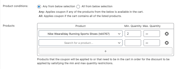 Définition de la condition du produit pour Buy Two Get One à 50 %