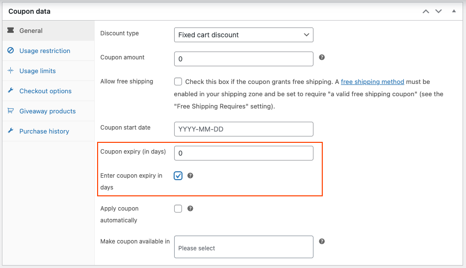 Configuración de caducidad de cupones en Smart Coupons para WooCommerce