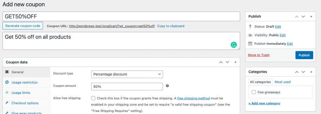 Personalizaciones al agregar nuevos cupones de WooCommerce