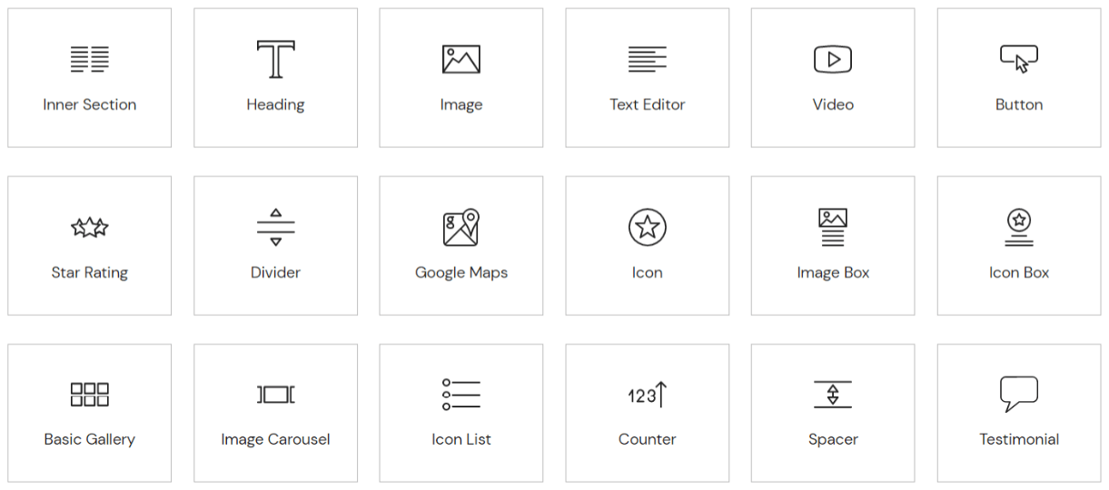 Elementor vs Elementor Pro: una comparación detallada 1 Elementor Free Widgets