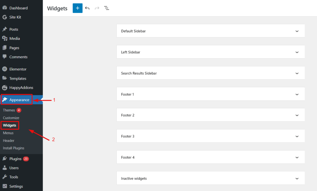 Jak dodać pasek wyszukiwania w WordPress w ciągu kilku minut 2 Go to Appearance Widgets