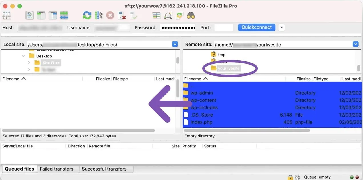mover sitios del servidor a una computadora local