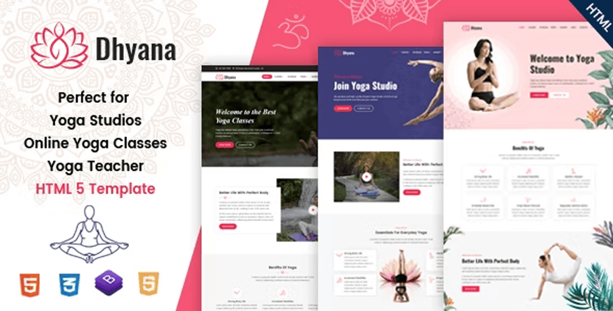 Dhyana - melhor modelo de site de ioga