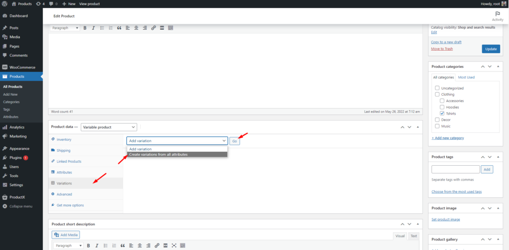 ProductX 8용 WooCommerce 변형 견본 애드온 소개 Create variations from all attributes