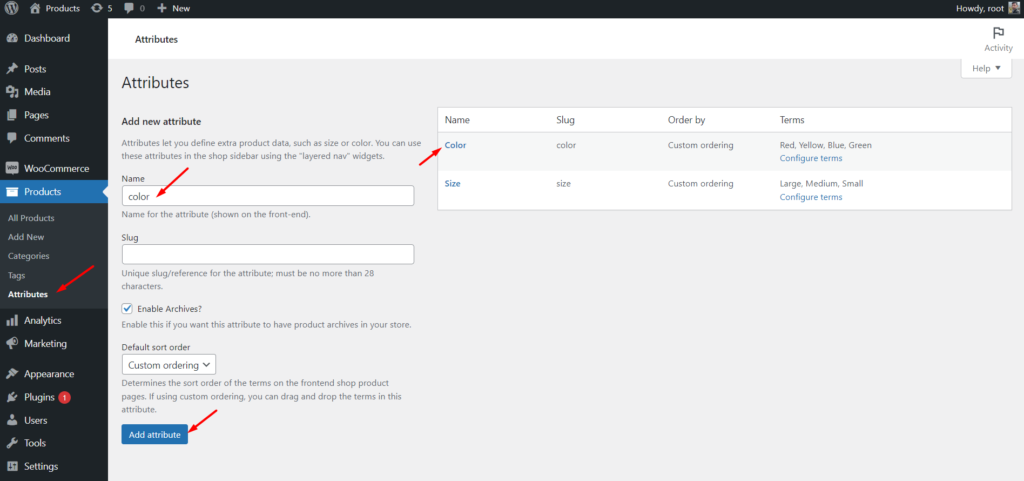 Comment créer des variantes de produits WooCommerce 2 Create Global Attribute