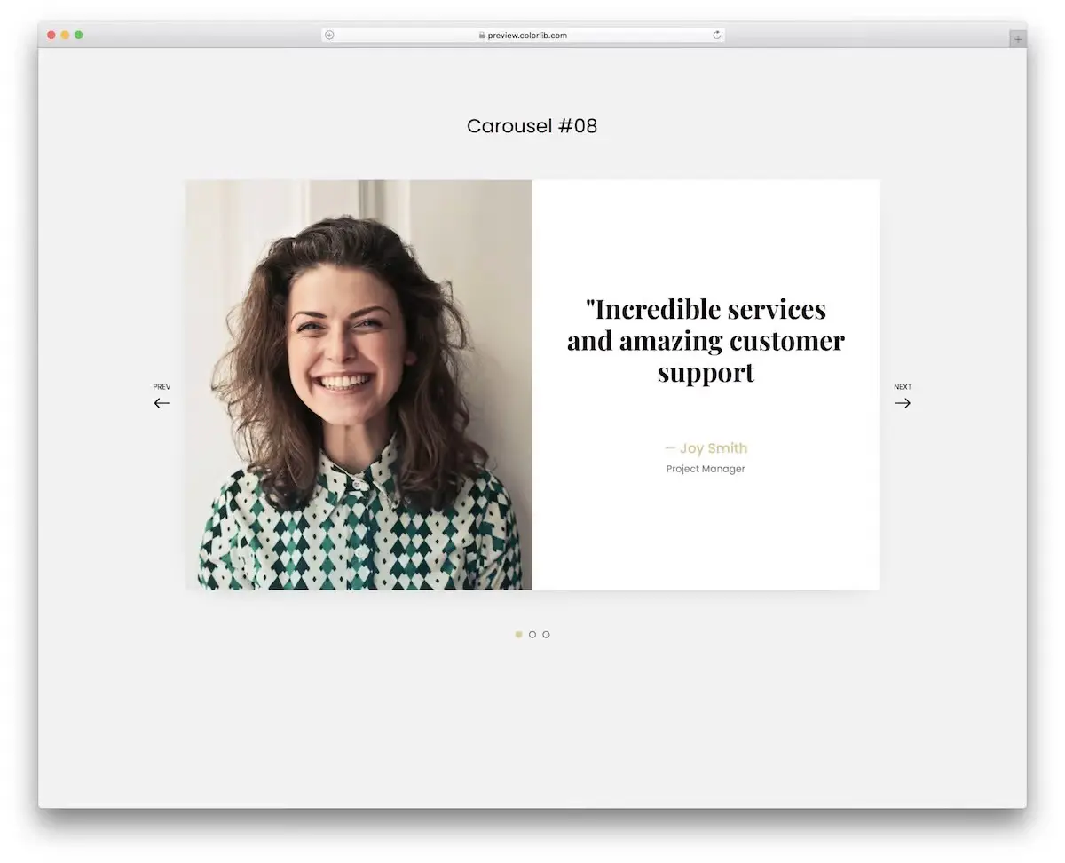Testi Free Bootstrap szablon karuzeli