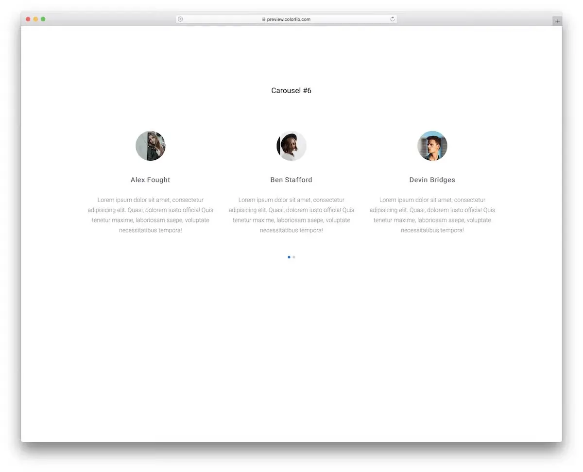Okrągły bezpłatny szablon karuzeli Bootstrap