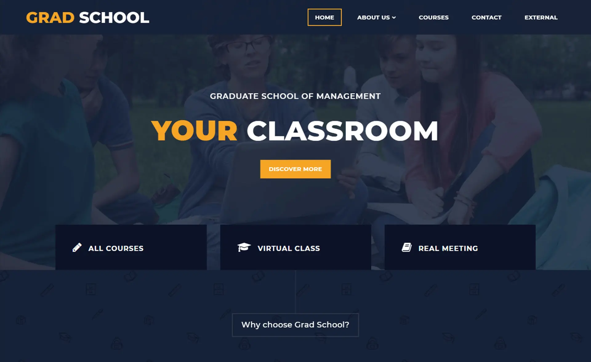 Grad School Darmowy szablon wideo Bootstrap