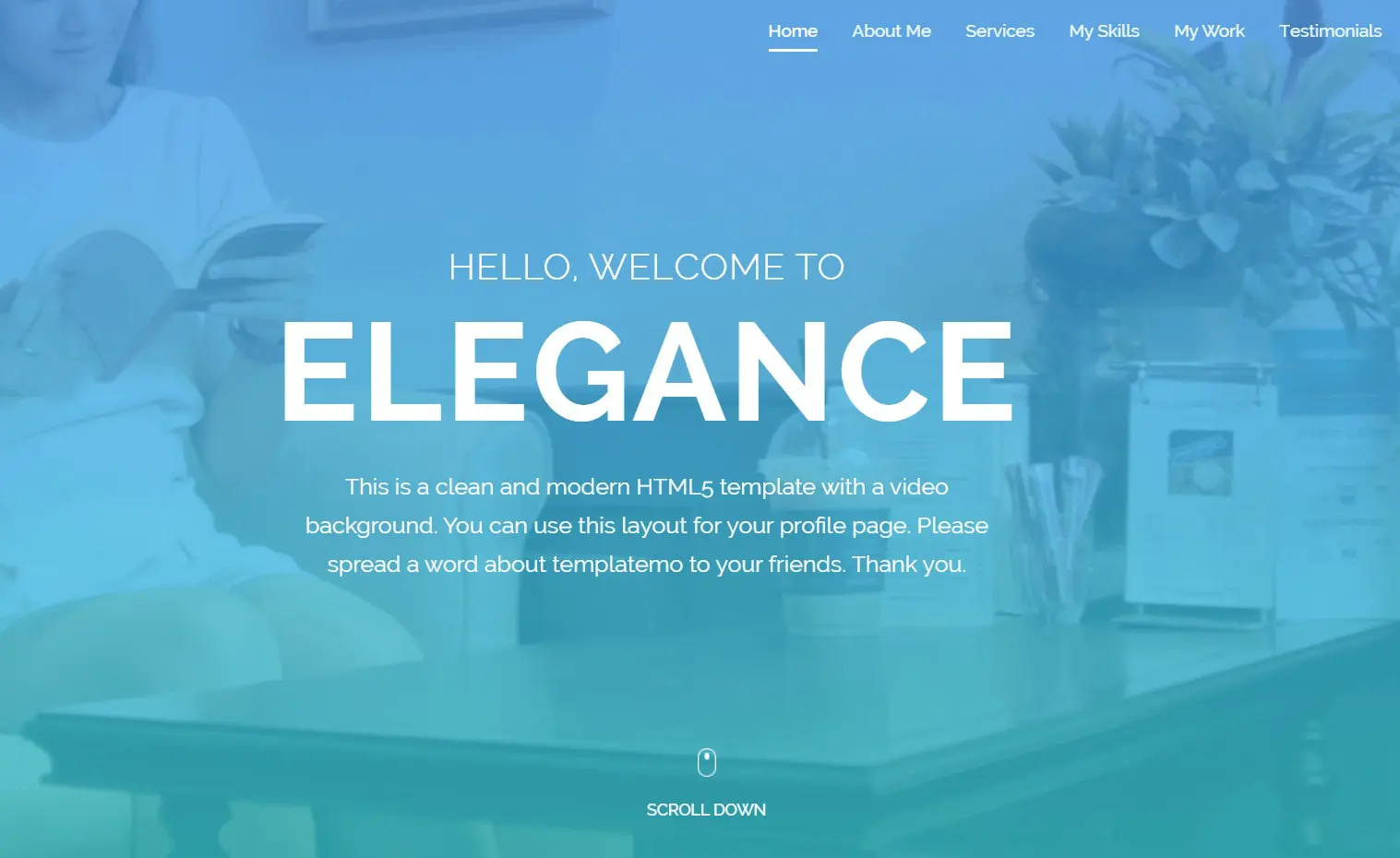 Szablon wideo Elegence Free Bootstrap