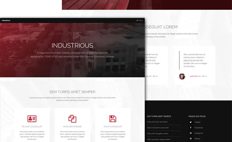 Pracowity darmowy szablon wideo Bootstrap