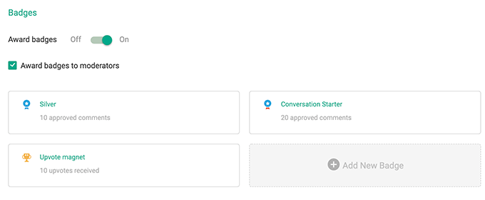 Yorum rozetleri Comment badges