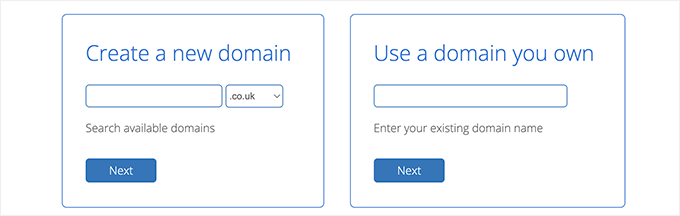Alan adını seçin Choose domain name