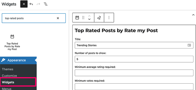 En çok oy alan gönderiler widget'ı Top rated posts widget