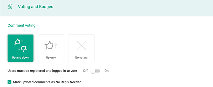 Yorum oylama seçeneği Comment voting option