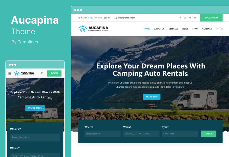 Motyw Aucapina - Motyw WordPress Wynajem samochodów kempingowych