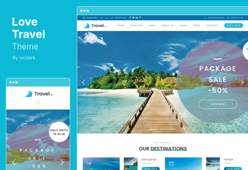 Motyw Love Travel - Motyw WordPress z kreatywnym biurem podróży