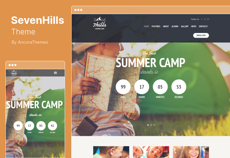 Motyw SevenHills - Wędrówki Letni obóz dla dzieci Motyw WordPress