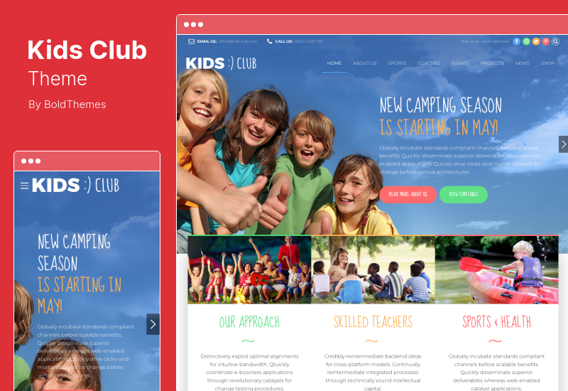 Motyw klubu dla dzieci — motyw WordPress dla przedszkola i obozu szkolnego