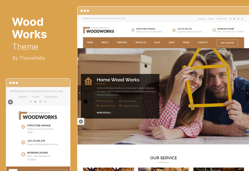 Wood Works Teması - Carpenter Craftsman Business WordPress Teması