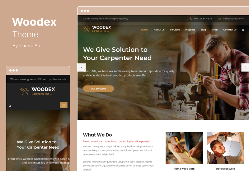 Woodex Teması - Carpenter Craftman Business WordPress Teması