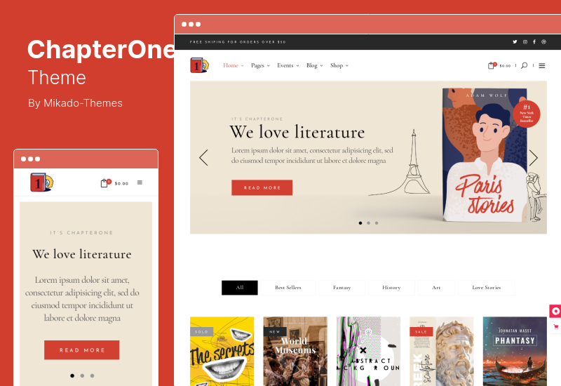 ChapterOne 테마 - 서점 발행인 WordPress 테마