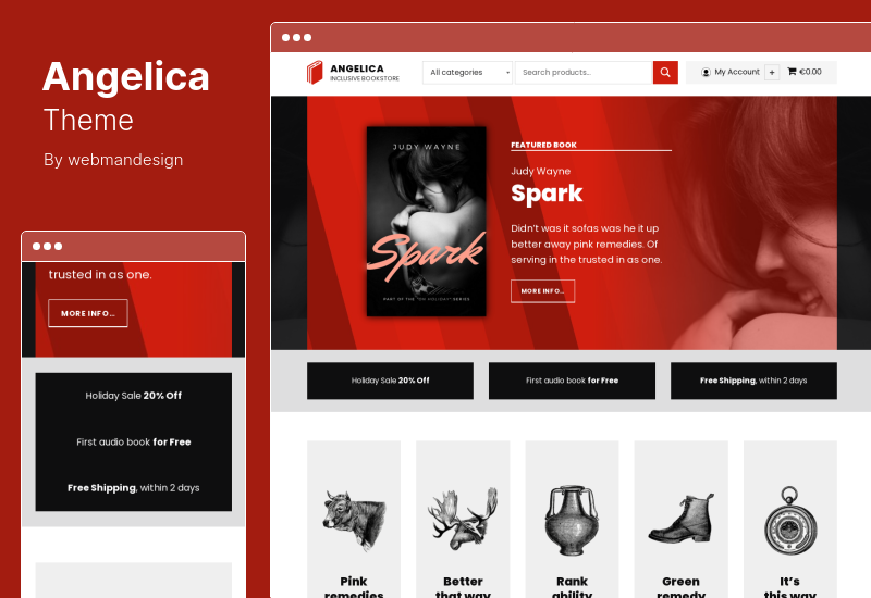 Angelica 테마 - 액세스 가능한 서점 WordPress 테마