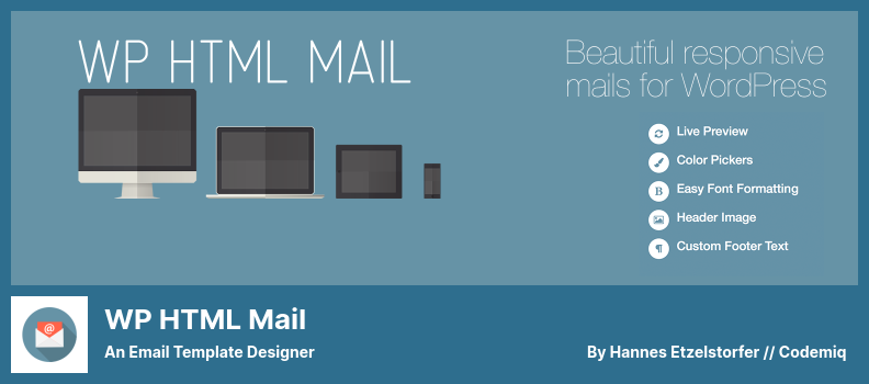 Complemento de correo WP HTML: un diseñador de plantillas de correo electrónico