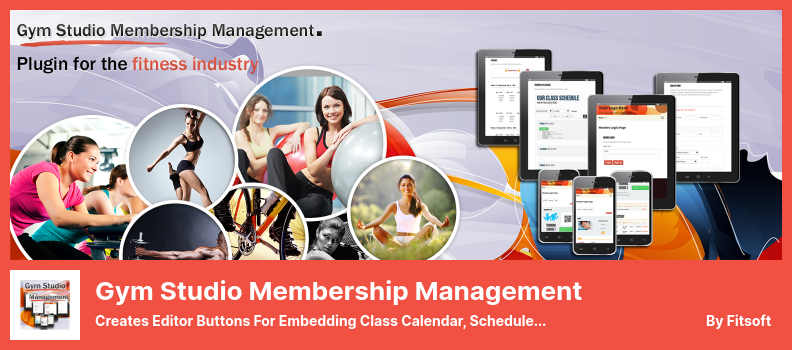 Complemento de gestión de membresía de Gym Studio: crea botones de editor para incrustar el calendario de clases, el horario de clases, el área de inicio de sesión, el chat