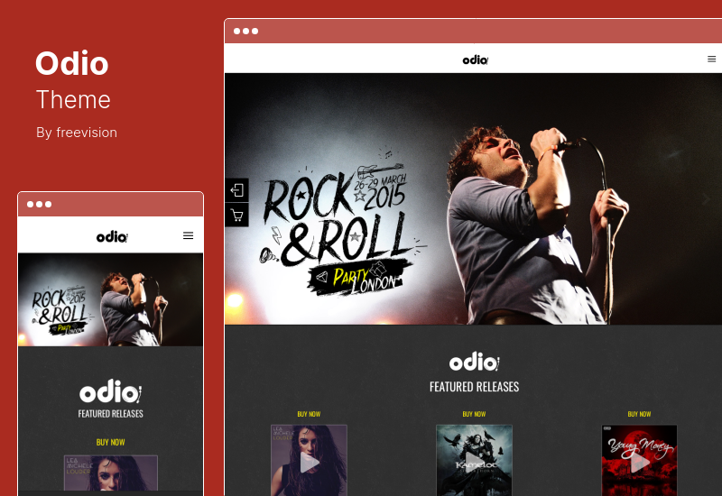 Odio Teması - Gruplar, Kulüpler, Müzisyenler için Müzik WordPress Teması